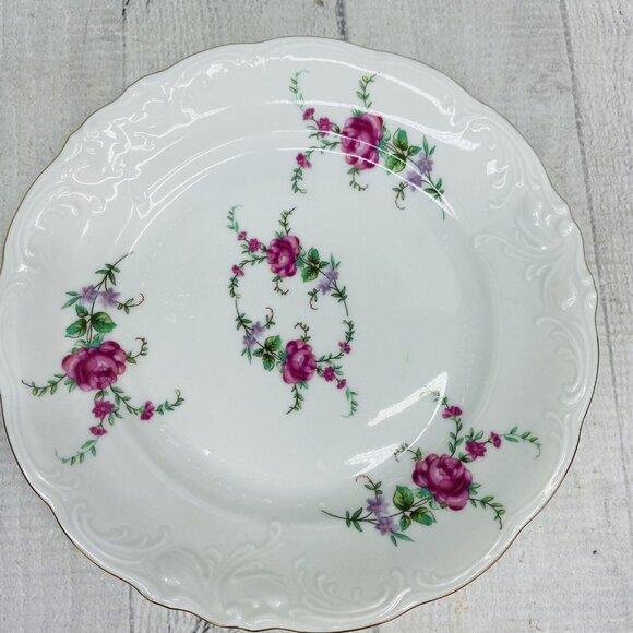 Royal Kent POLAND RKT3 Bavarian Rose Gold Trim Scallop China Salad Plates Set 4 - Picture 3 of 15